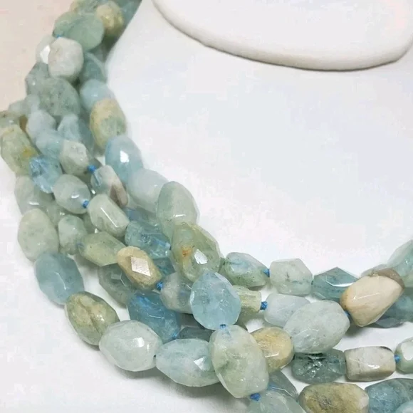 Vintage Kenneth Lane KJL Aquamarine Gemstone Multistrand Necklace